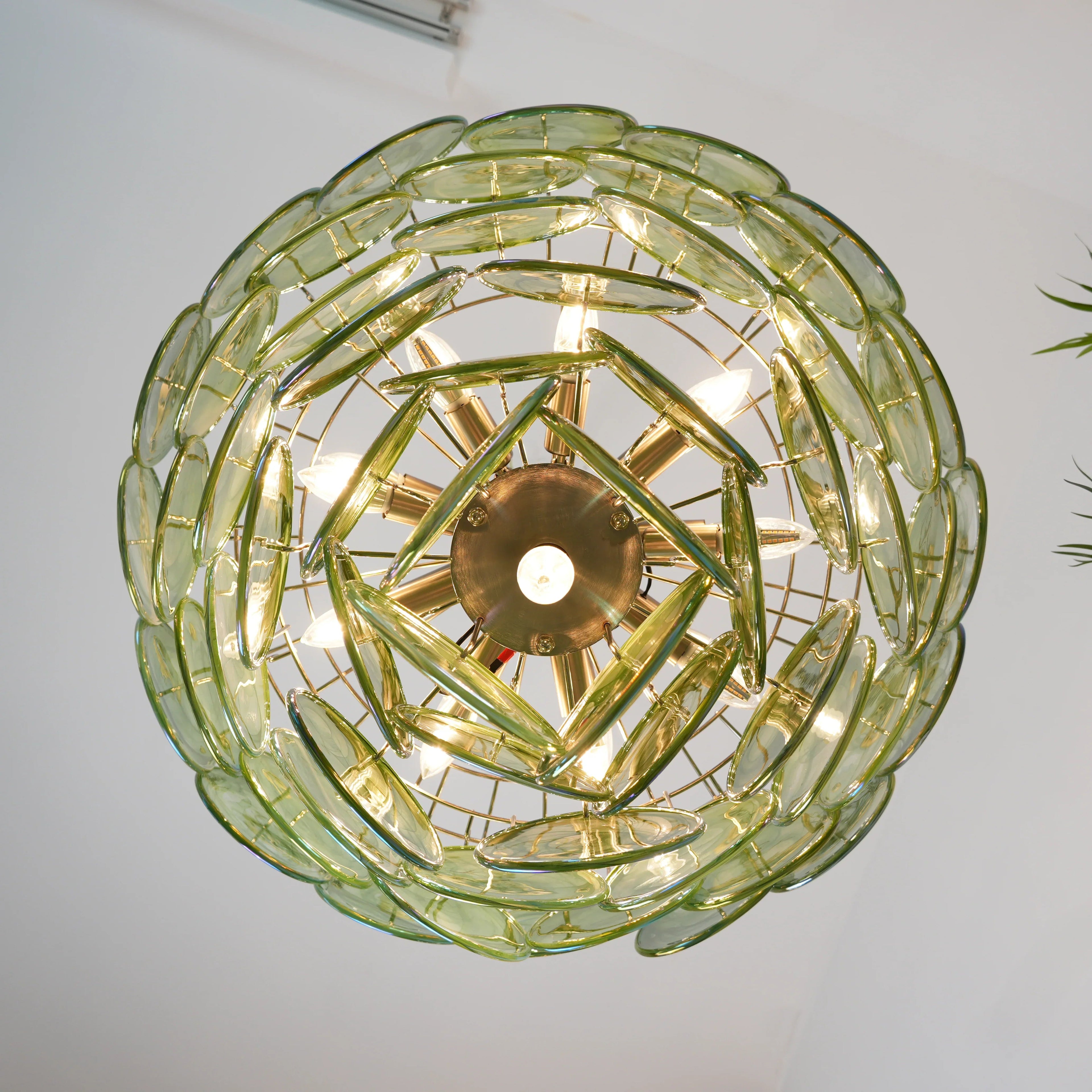 Elegant Green Murano Disc Chandelier product image