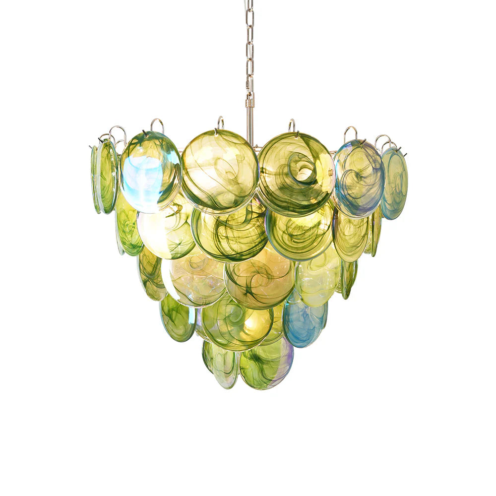 Elegant Green Murano Disc Chandelier product image