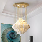 Elegant Hexa Alabaster Cascade Chandelier product image