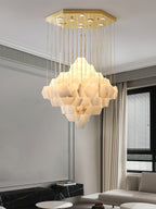 Elegant Hexa Alabaster Cascade Chandelier product image