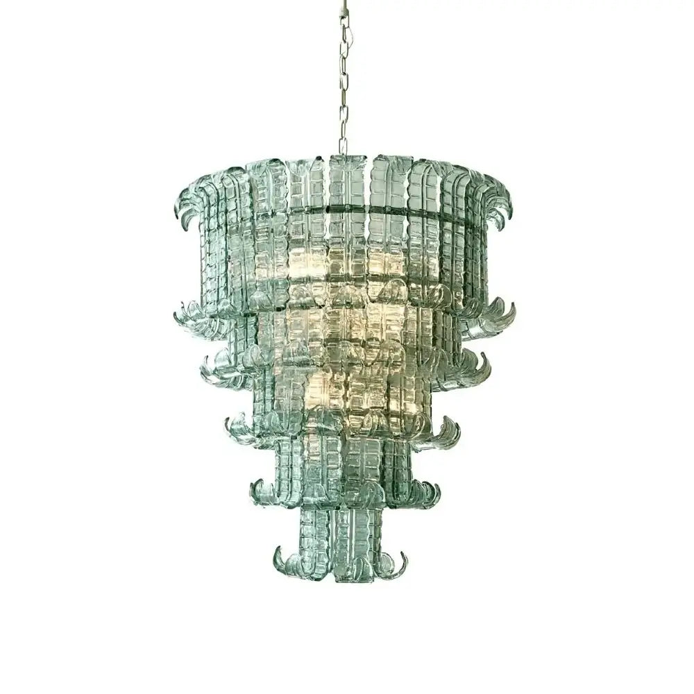 Elegant Leaf-Shaped Murano Glass Chandelier by Bling Lighting Studio