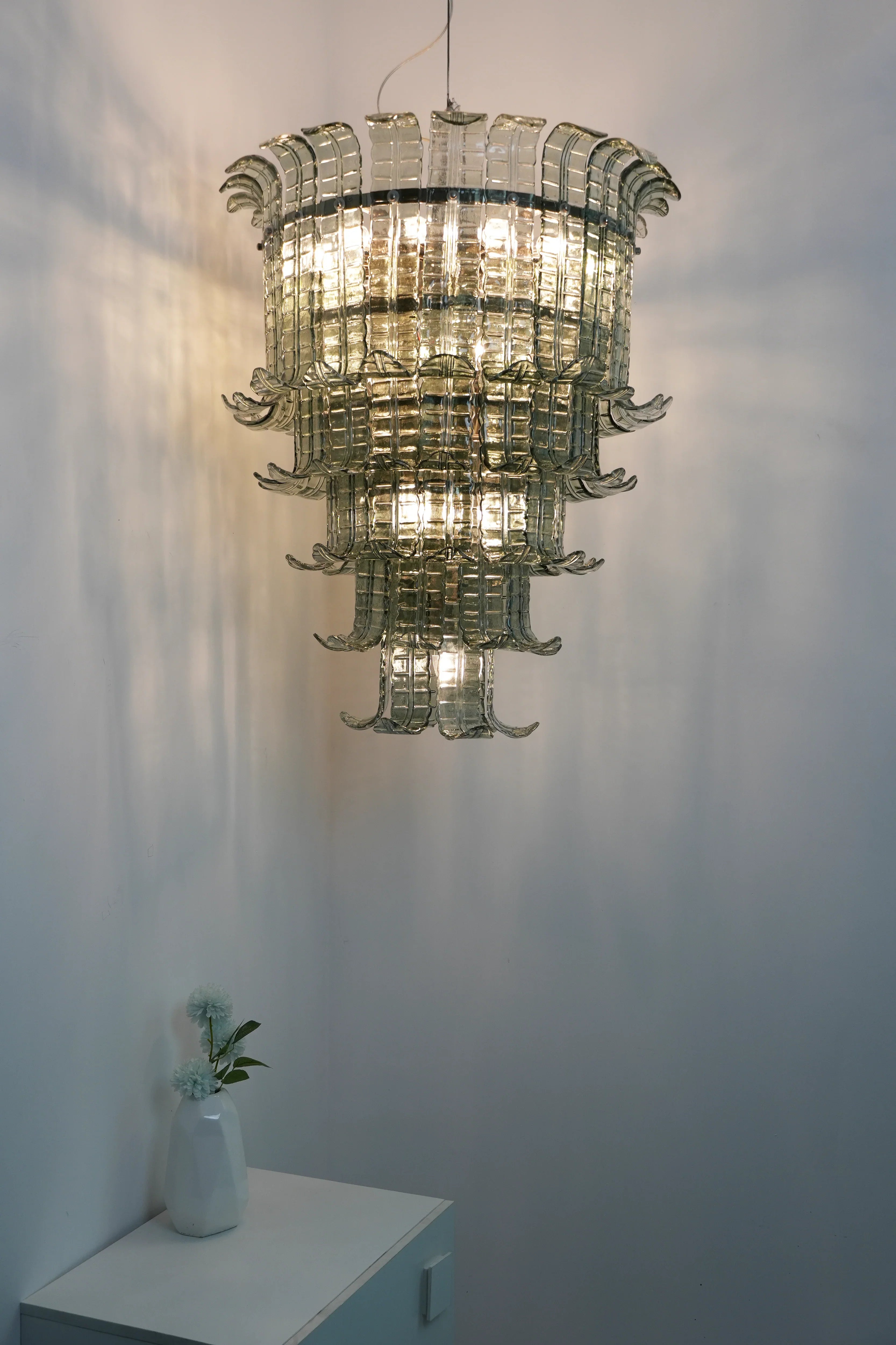 Elegant Leaf-Shaped Murano Glass Chandelier product image