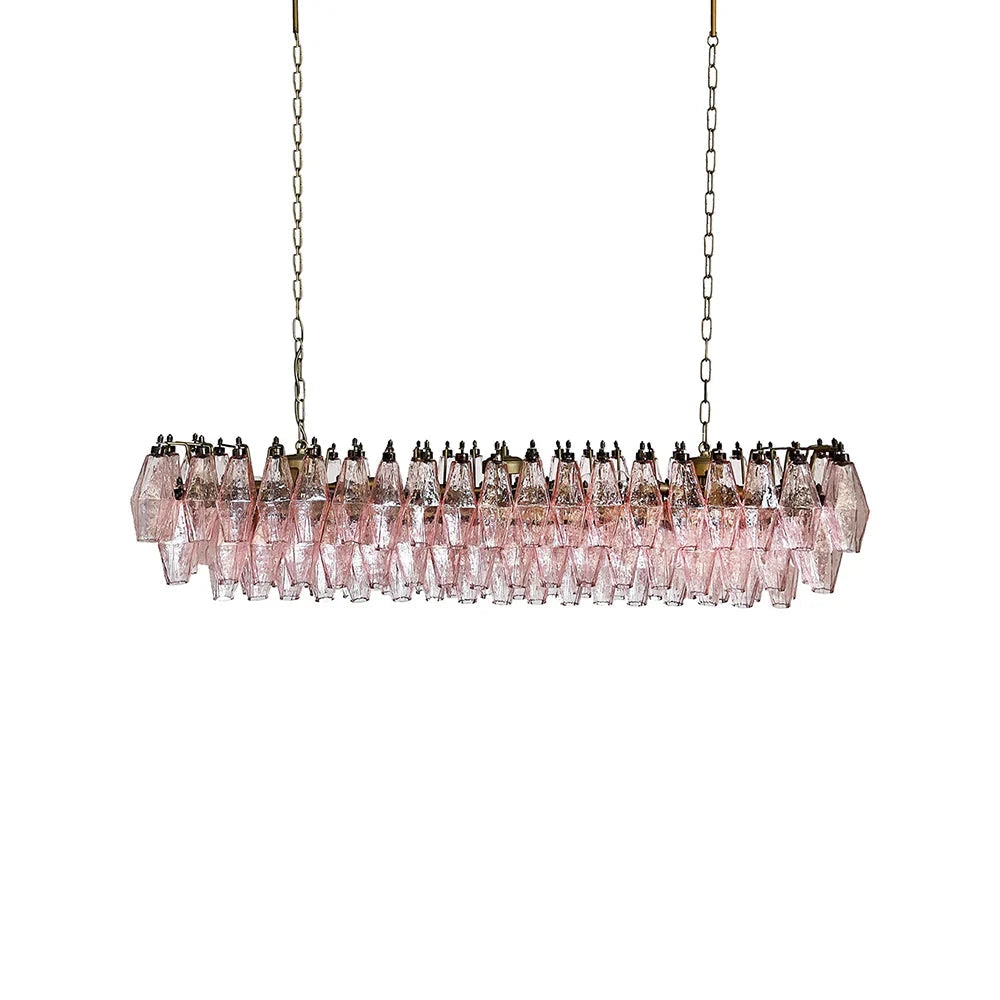 Elegant Pink Murano Poliedri Chandelier by Bling Lighting Studio