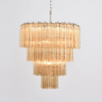 Elegant Serava Cascade Murano Tube Chandelier detail view