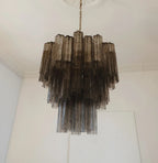 Elegant Smoke Murano Glass Tube Chandelier product image
