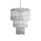 Elegant Transparent Murano Glass Tube Chandelier by Bling Lighting Studio