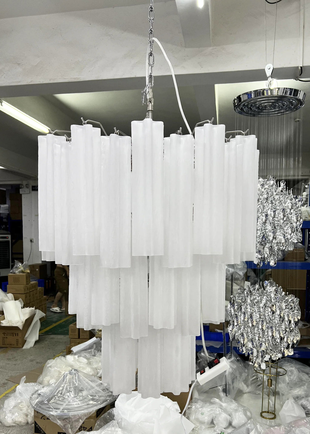 Elegant White Murano Glass Tube Chandelier product image