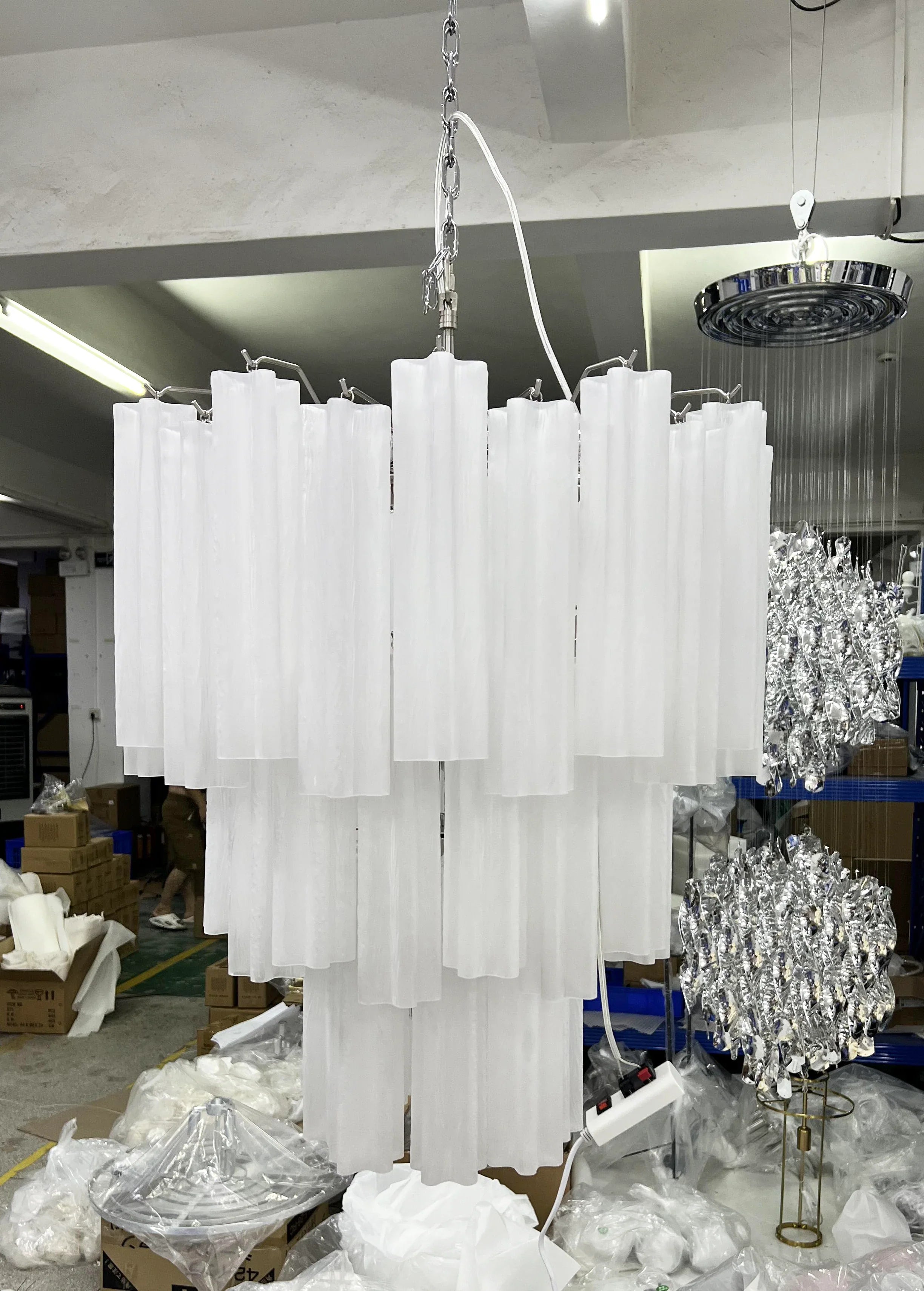 Elegant White Murano Glass Tube Chandelier product image