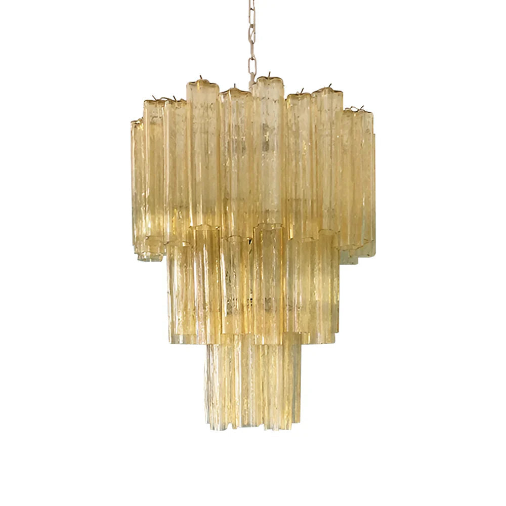 Elegant Yellow Murano Glass Tube Chandelier by Bling Lighting Studio