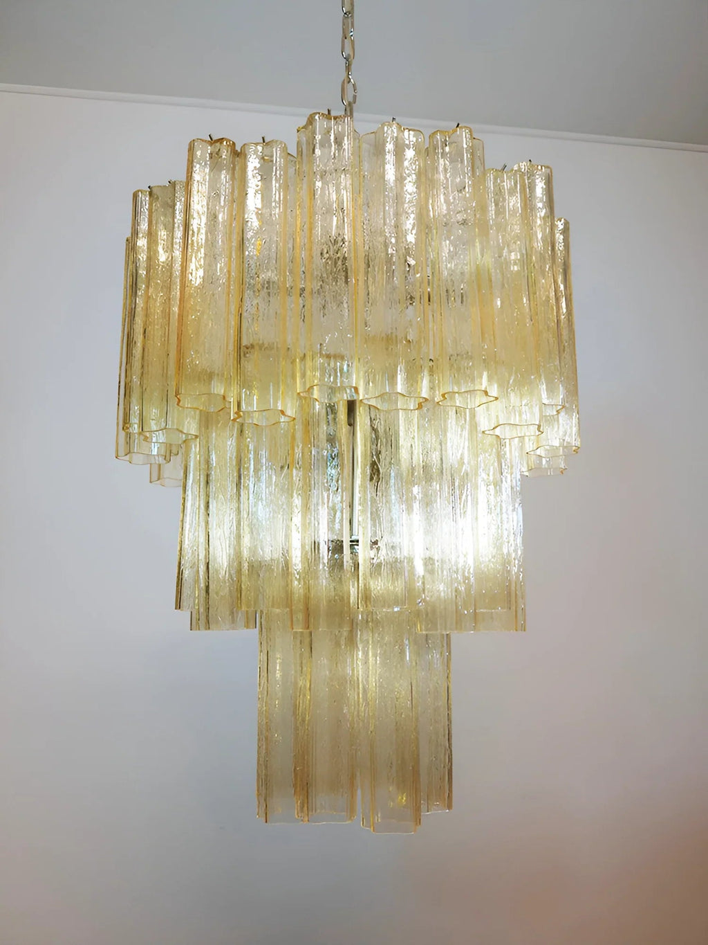 Elegant Yellow Murano Glass Tube Chandelier product image
