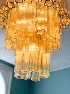 Elegant Yellow Murano Glass Tube Chandelier product image