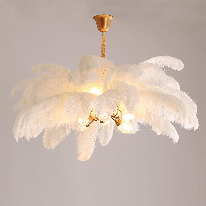Elva Brass Palm Tree Chandelier for High Ceilings by Bling Lighting Studio