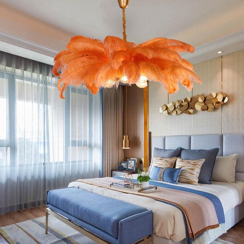 Elva Brass Palm Tree Chandelier for High Ceilings material and finish detail