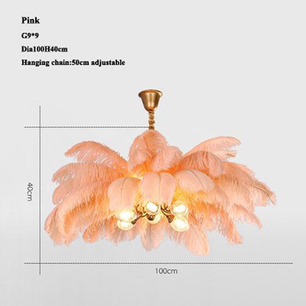 Elva Brass Palm Tree Feather Chandelier by Bling Lighting Studio