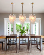 Tired Alabaster marble Cluster Chandelier 13" with adjustable chain