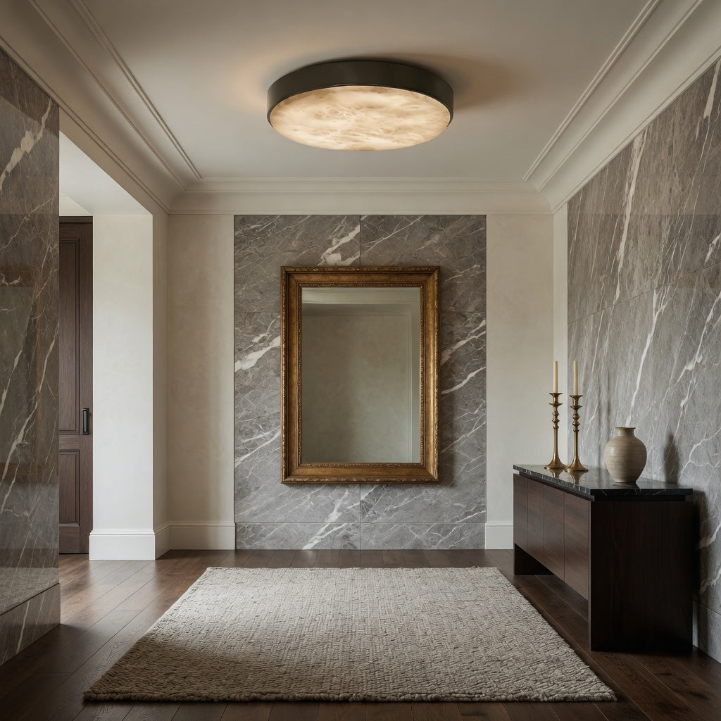 Laurel Alabaster Flush Mount lighting fixture material and finish detail