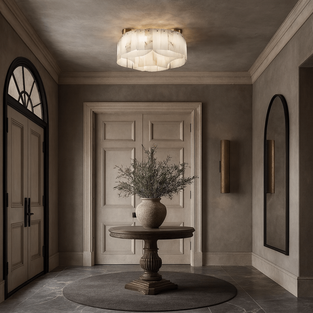 Oakley Layered Alabaster Flush Mount Chandelier detail view