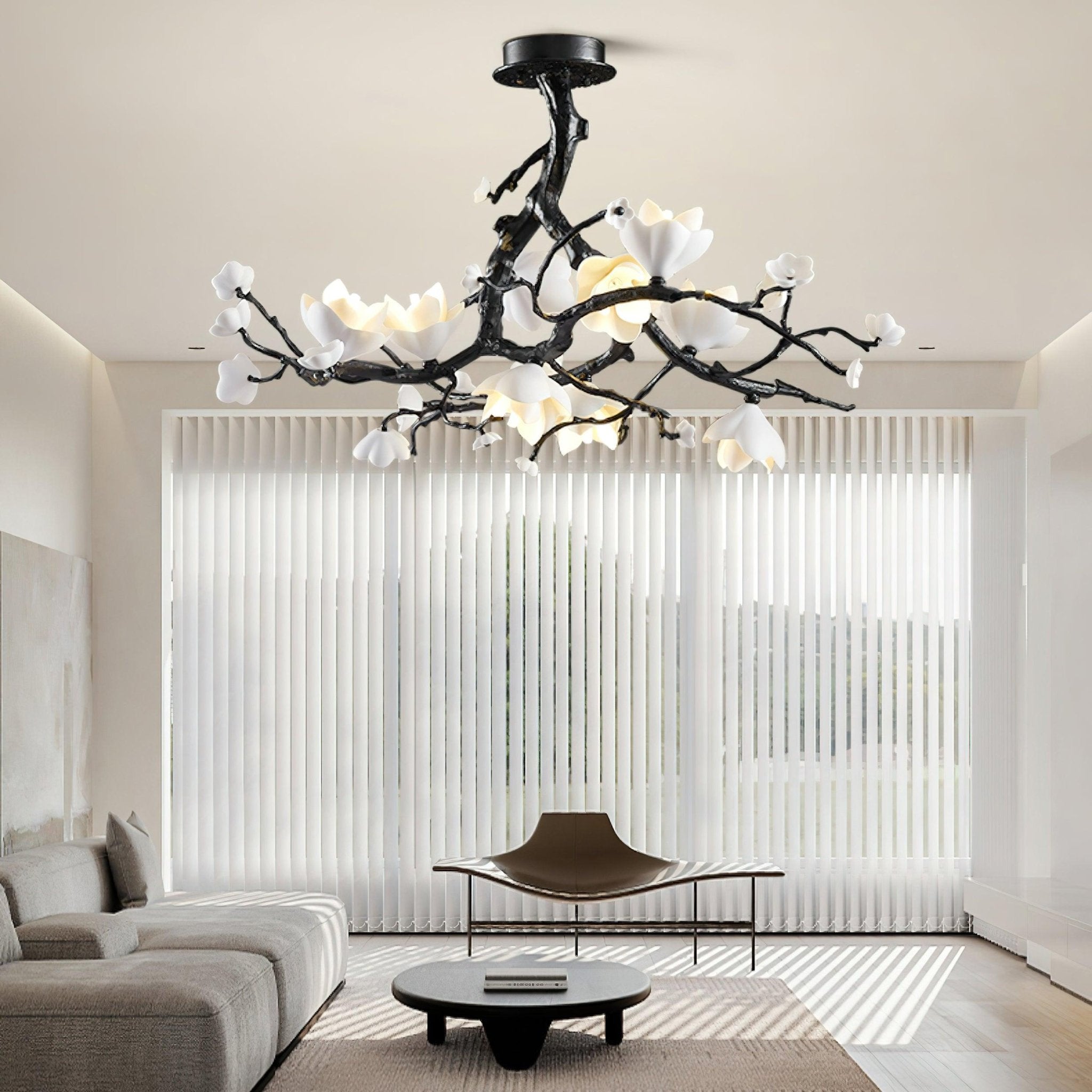 Exquisite Black Copper Tree Chandelier detail view