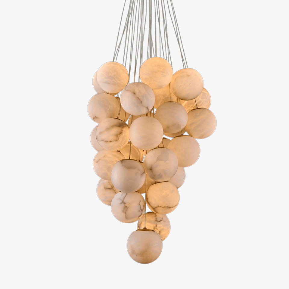 Exquisite Cluster Alabaster Globe Chandelier by Bling Lighting Studio
