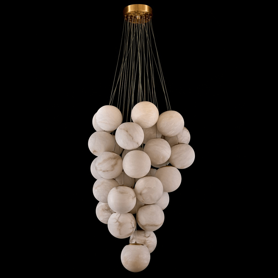 Exquisite Cluster Alabaster Globe Chandelier material and finish detail