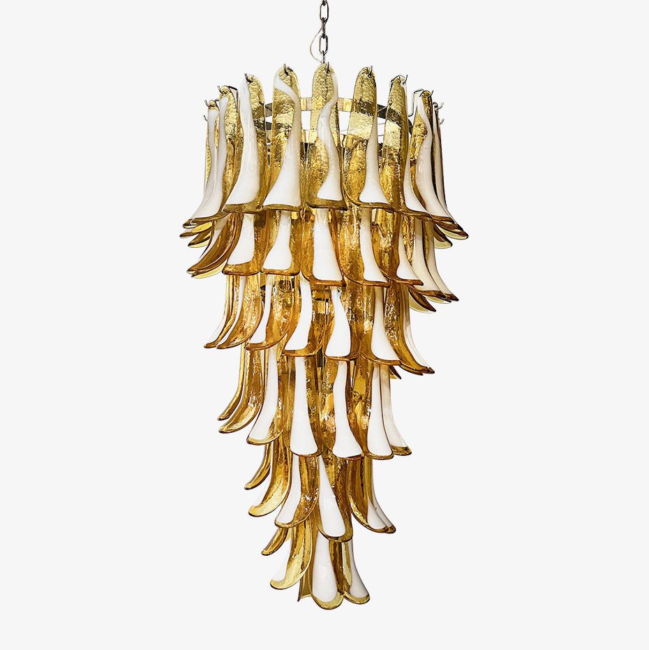 Exquisite Murano Amber Petals Spiral Chandelier by Bling Lighting Studio