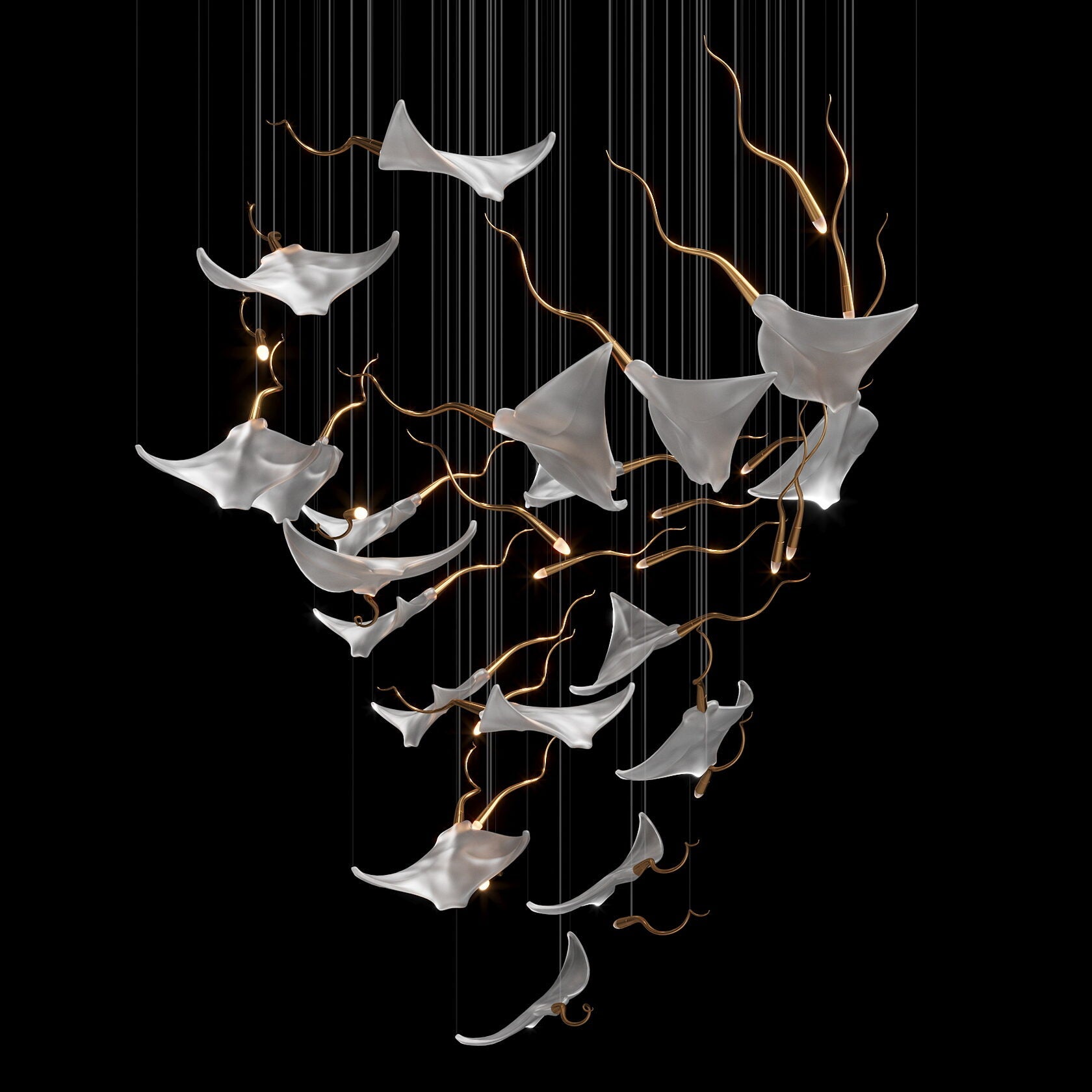 White Manta Branch Chandelier