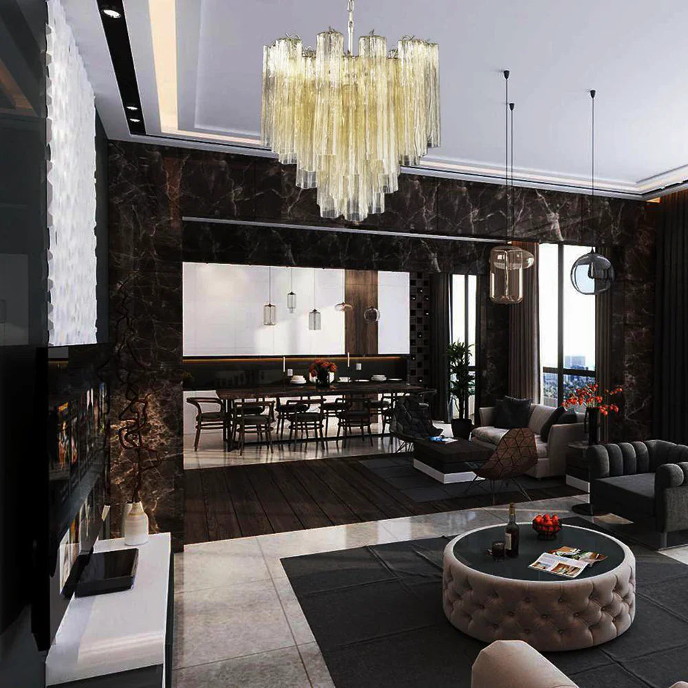 Fantastic Murano Amber Glass Tube Chandelier product image