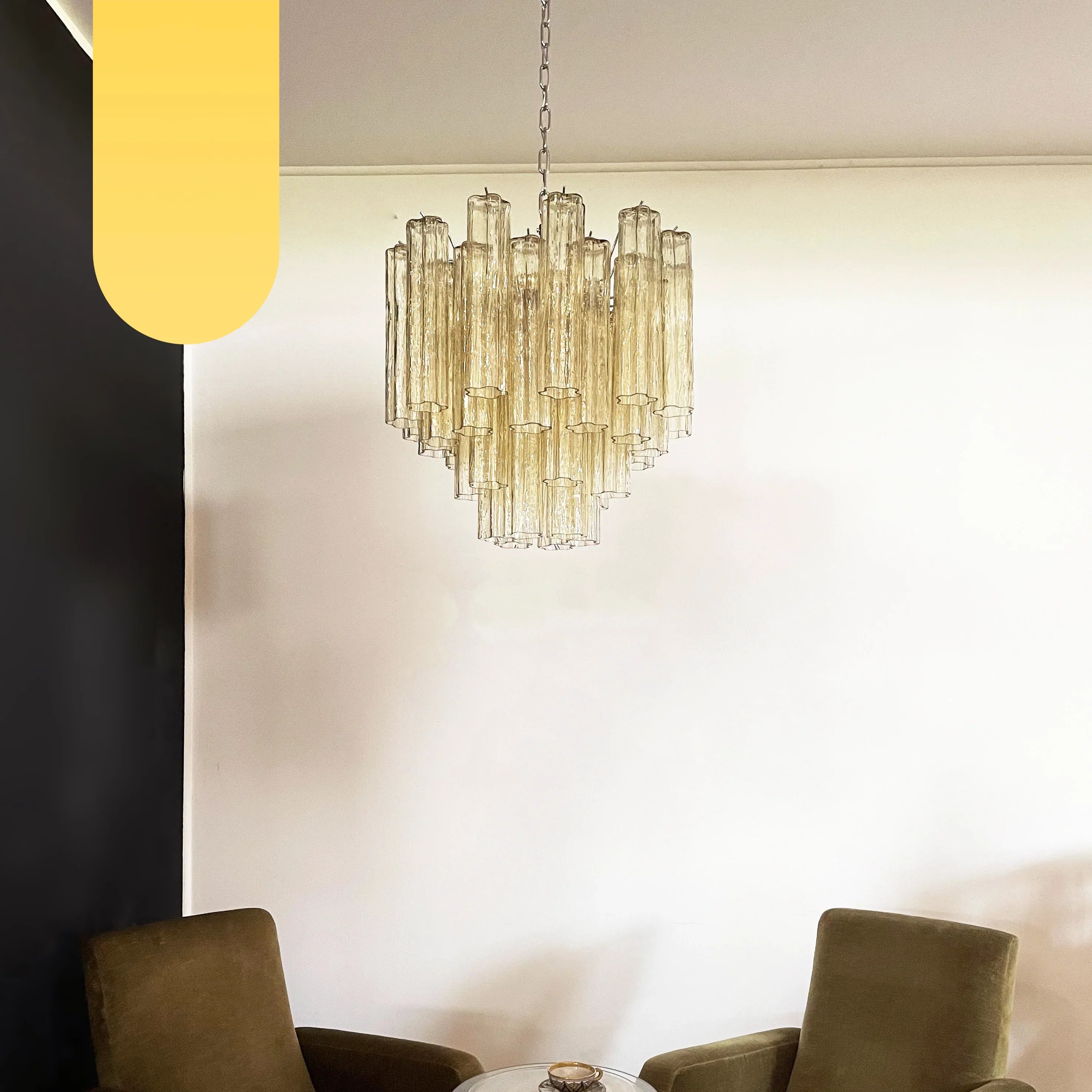 Fantastic Murano Amber Glass Tube Chandelier product image