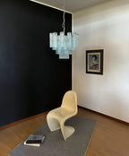 Fantastic Murano Blue Glass Tube Chandelier material and finish detail
