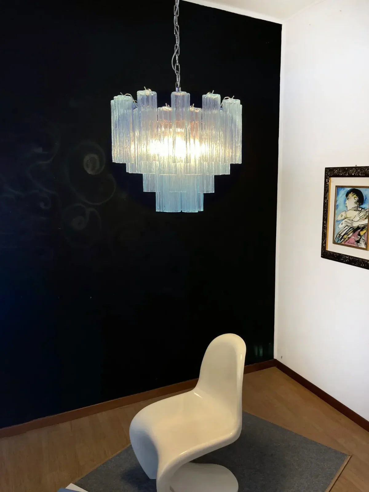 Fantastic Murano Blue Glass Tube Chandelier product image