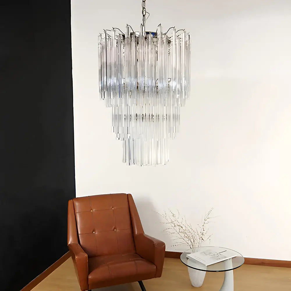 Fantastic Murano Prisms Transparent Chandelier detail view