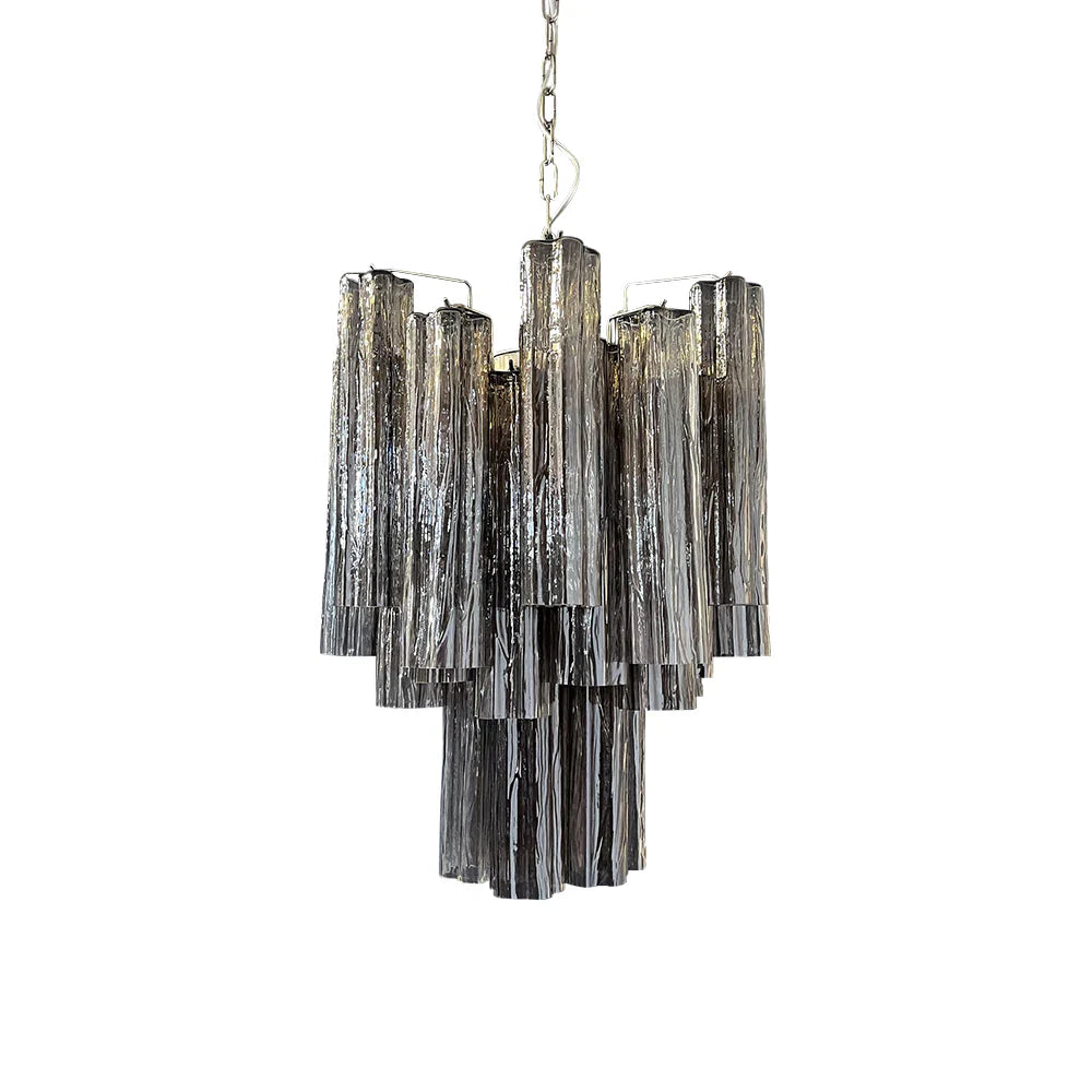 Fantastic Smoked Murano Glass Tube Chandelier by Bling Lighting Studio