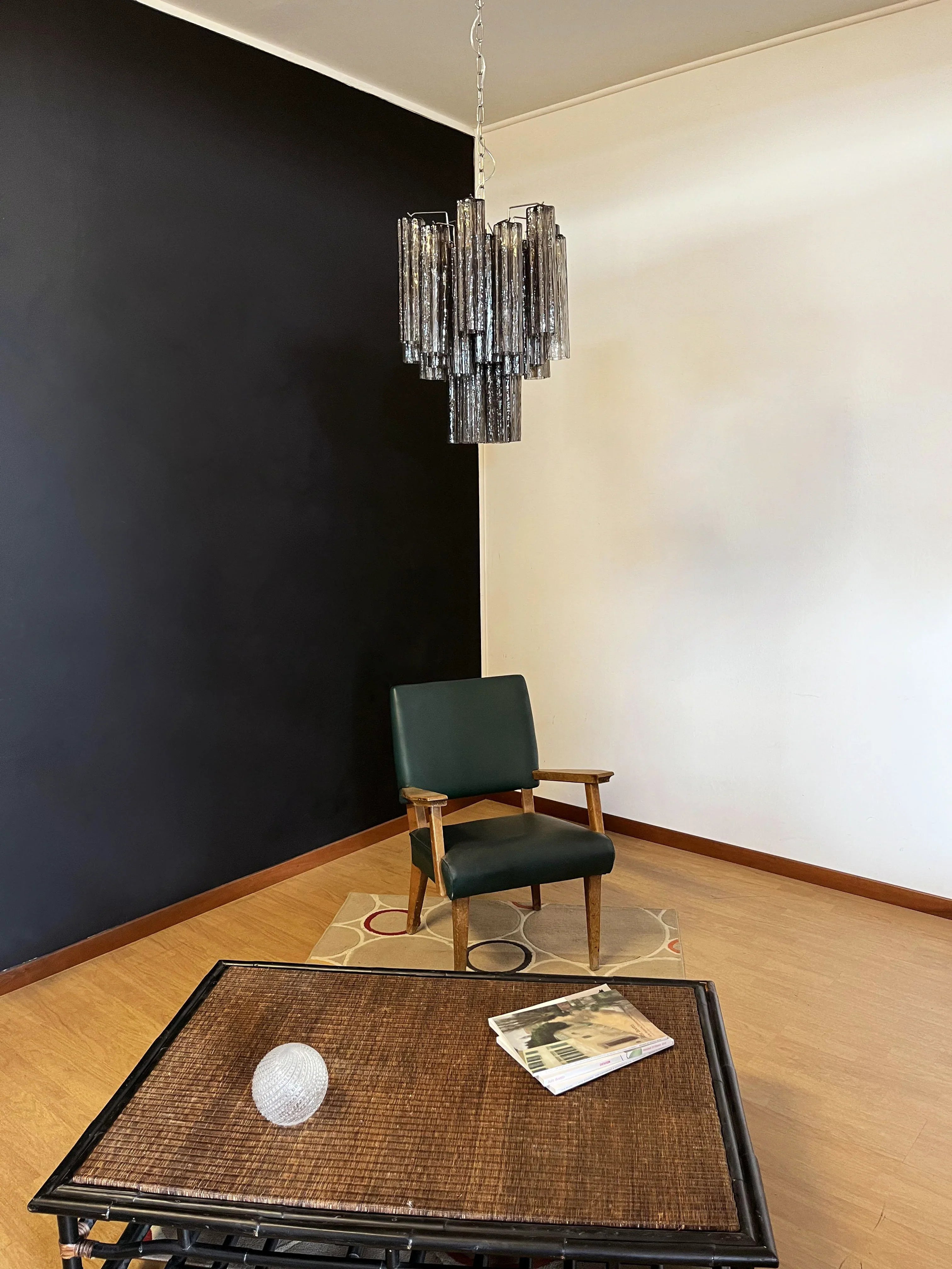 Fantastic Smoked Murano Glass Tube Chandelier material and finish detail