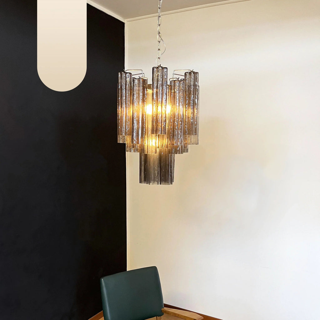 Fantastic Smoked Murano Glass Tube Chandelier product image