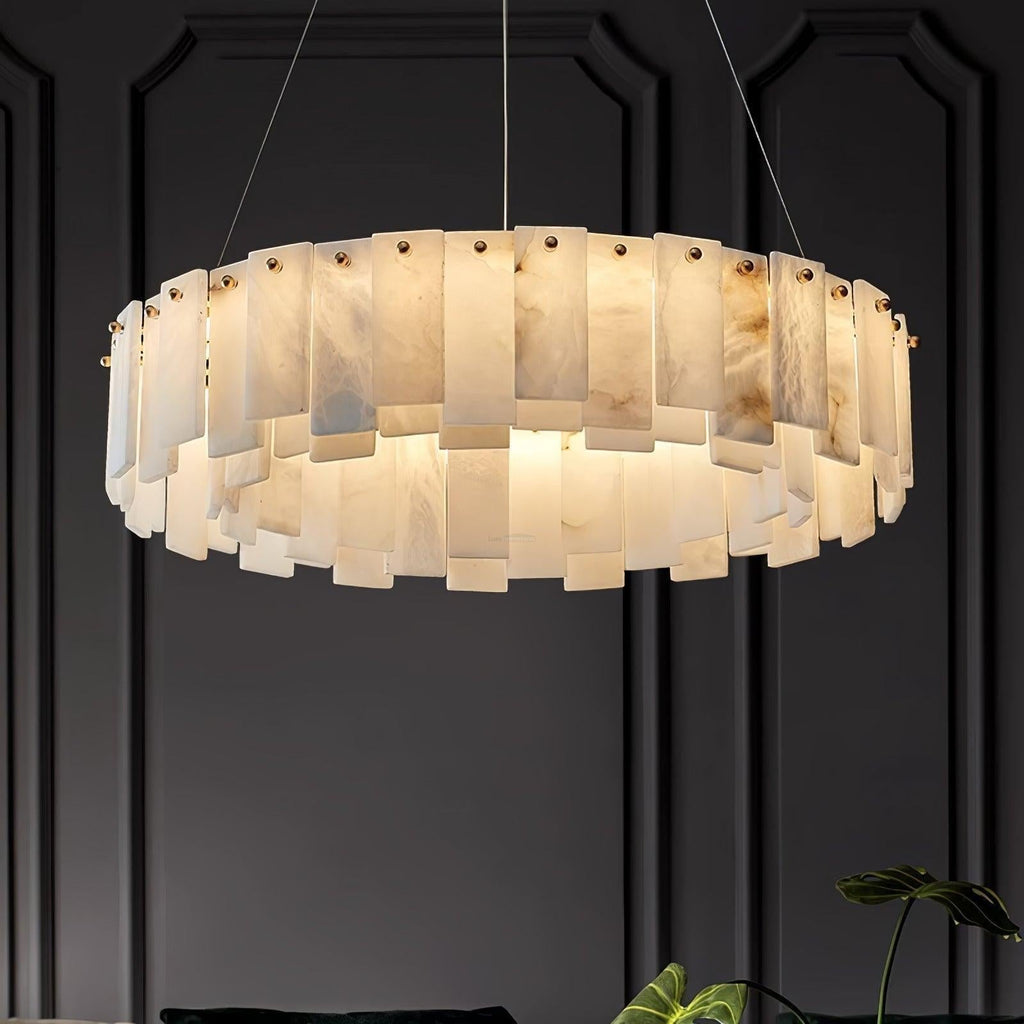 Halos Alabaster Round/Square Chandelier by Bling Lighting Studio