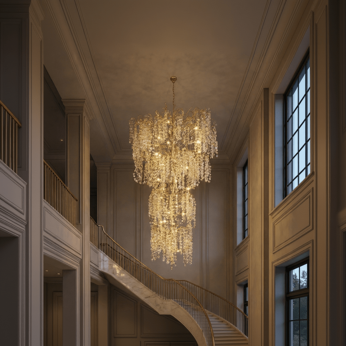 Ferja Quatre Branching Penny Foyer Chandelier by Bling Lighting Studio