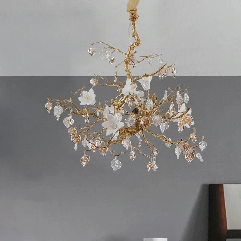 Flaviar Crystal Flower Branch Chandelier by Bling Lighting Studio