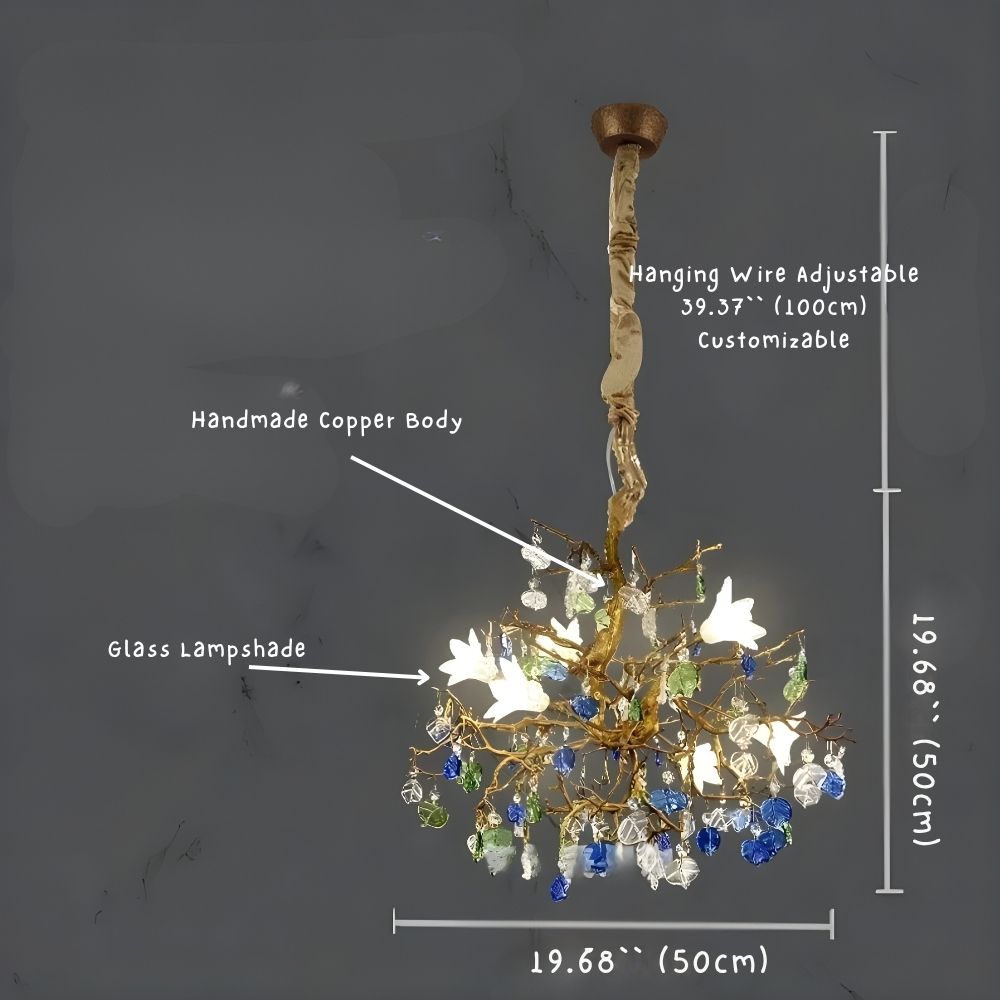 Flaviar Crystal Flower Branch Chandelier by Bling Lighting Studio