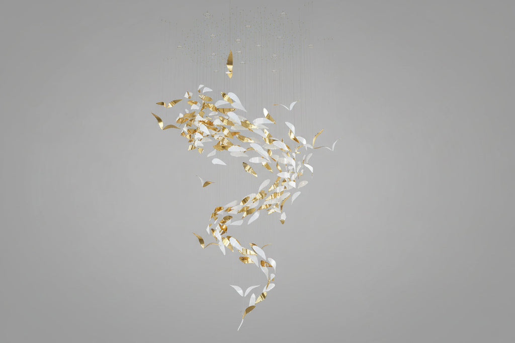 Fluid Layered Glass Ceiling Chandelier by Bling Lighting Studio