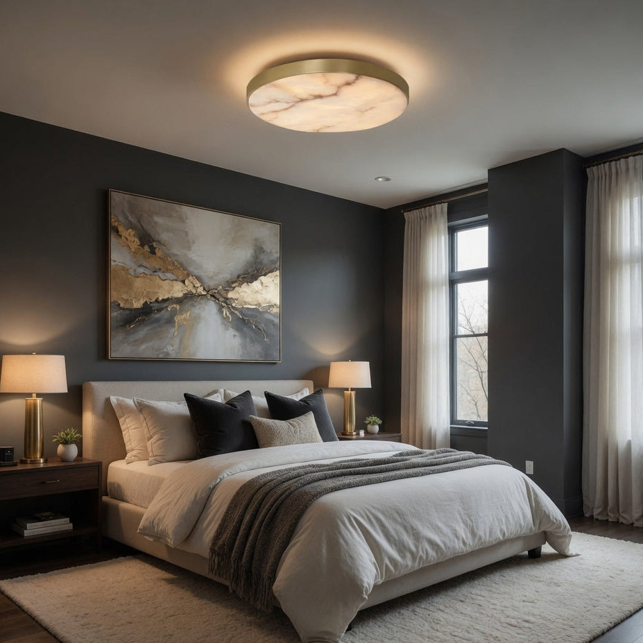 Laurel Alabaster Copper Flush Mount by Bling Lighting Studio