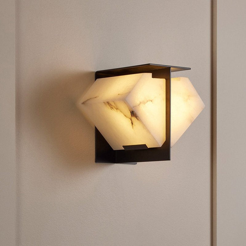 Folded Halo Alabaster Wall Sconce by Bling Lighting Studio