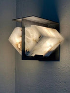 Folded Halo Alabaster Wall Sconce by Bling Lighting Studio