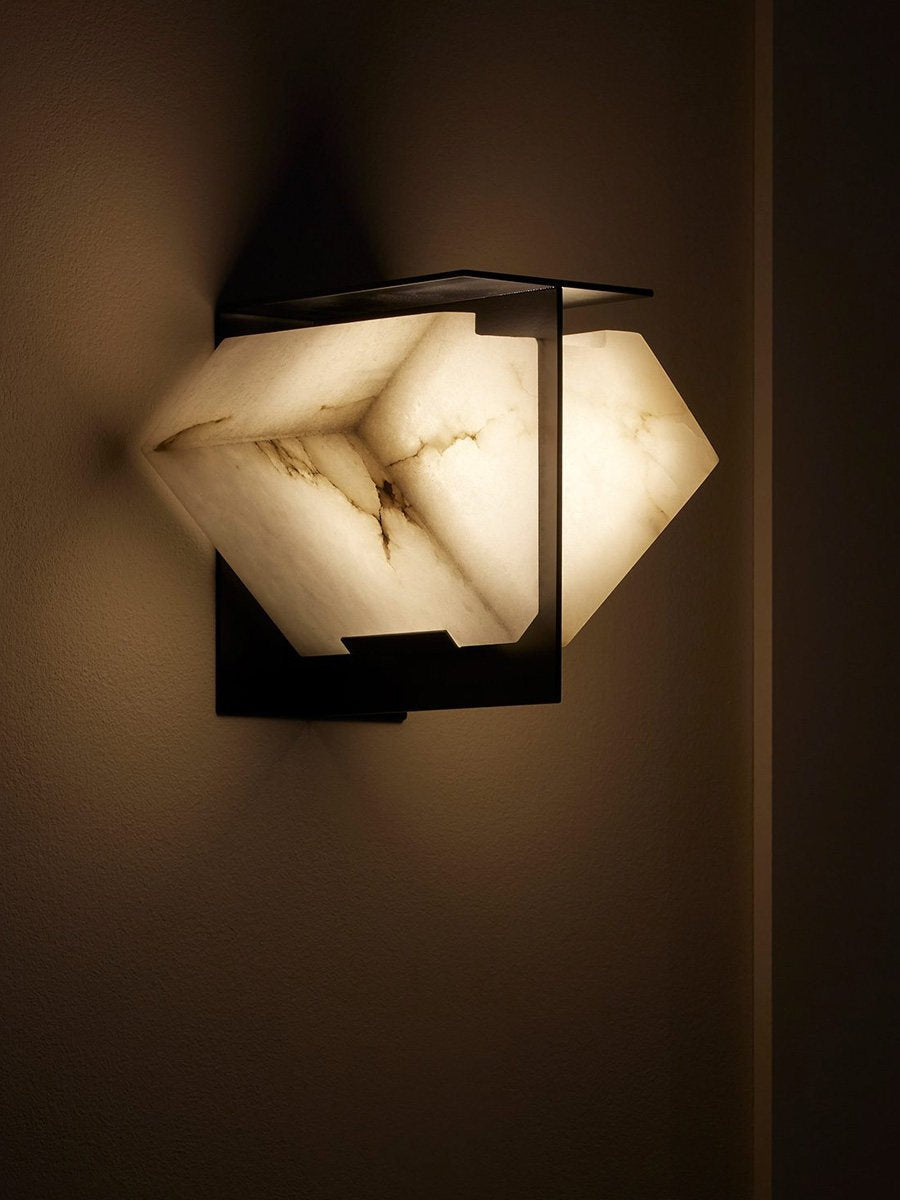 Folded Halo Alabaster Wall Sconce by Bling Lighting Studio