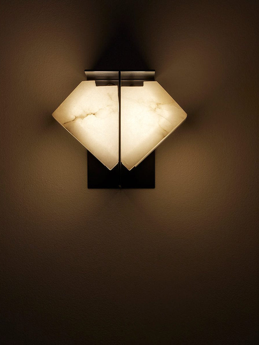 Folded Halo Alabaster Wall Sconce by Bling Lighting Studio