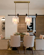 Tired Alabaster marble Cluster Chandelier 13" with adjustable chain