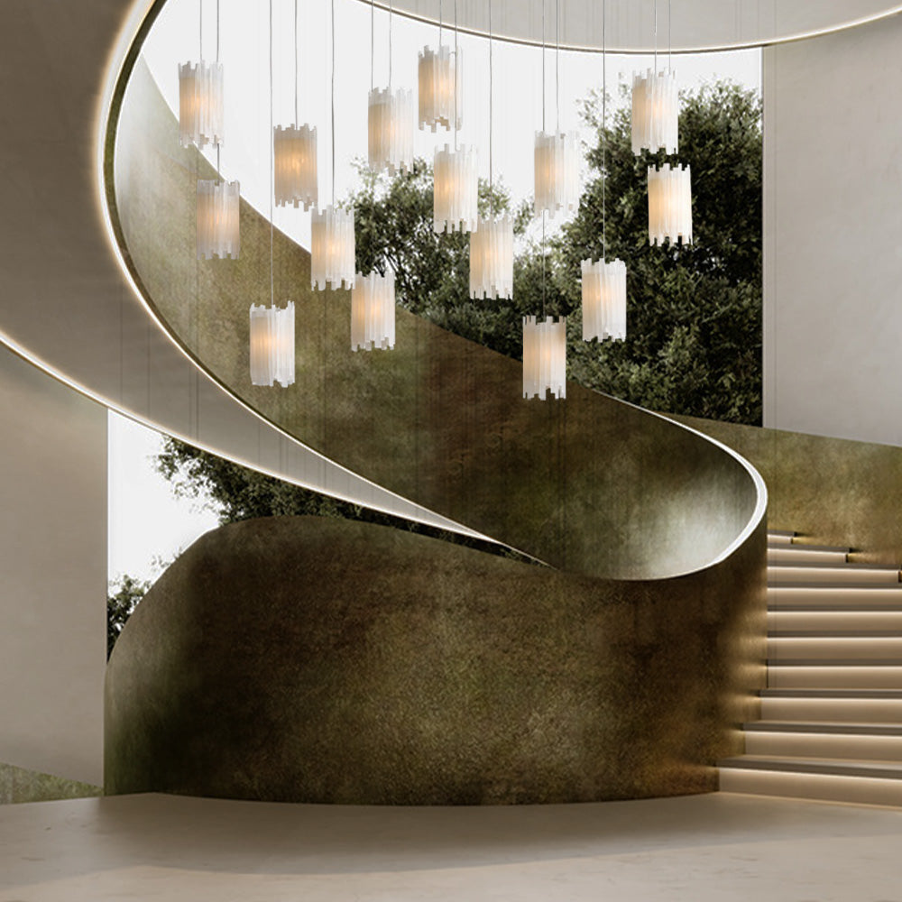 Gianna Rectangular Selenite Stone Chandelier 15 LIGHT 20 LIGHT by Bling Lighting Studio