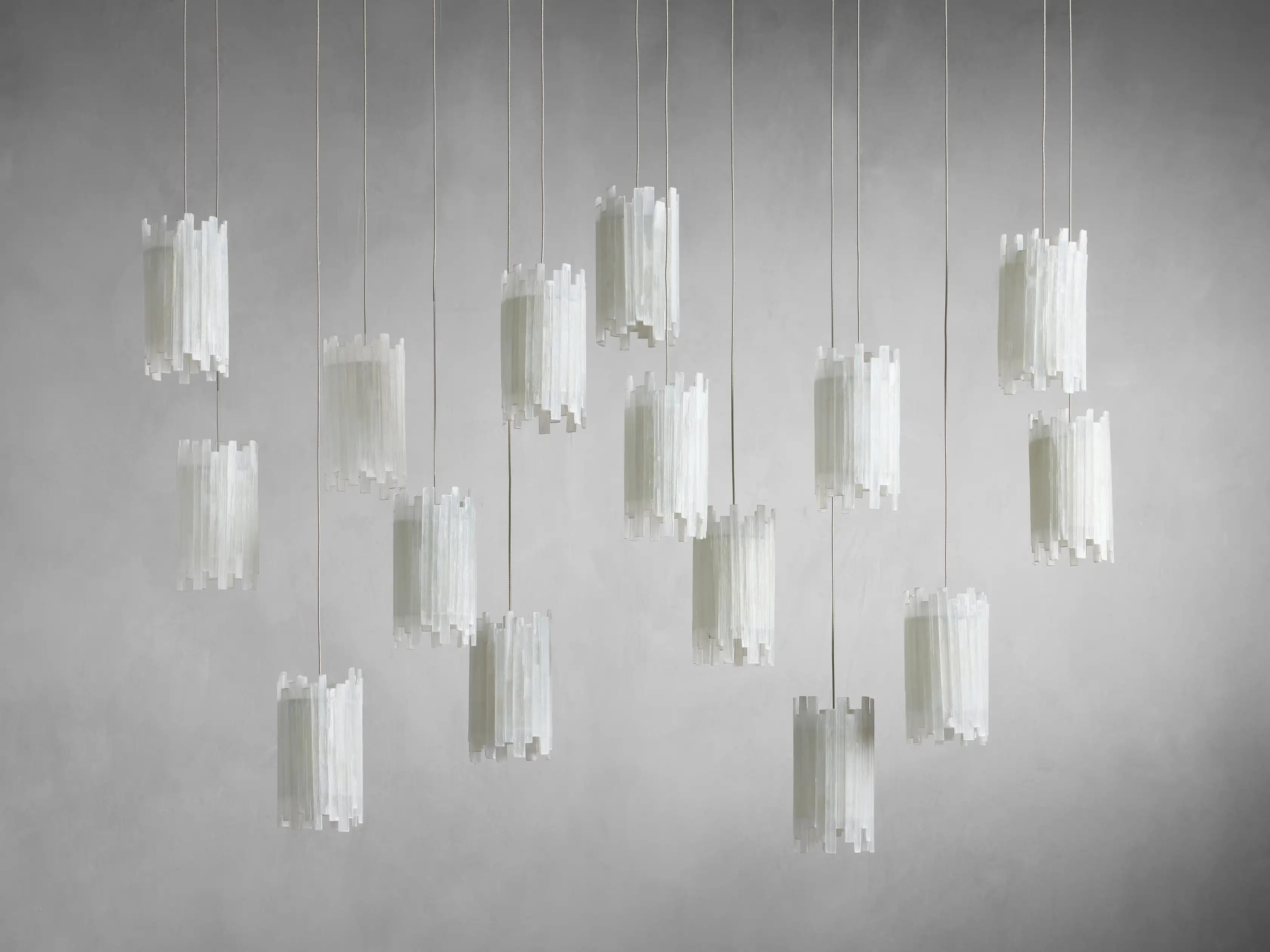 Gianna Rectangular Selenite Stone Chandelier 15 LIGHT 20 LIGHT by Bling Lighting Studio