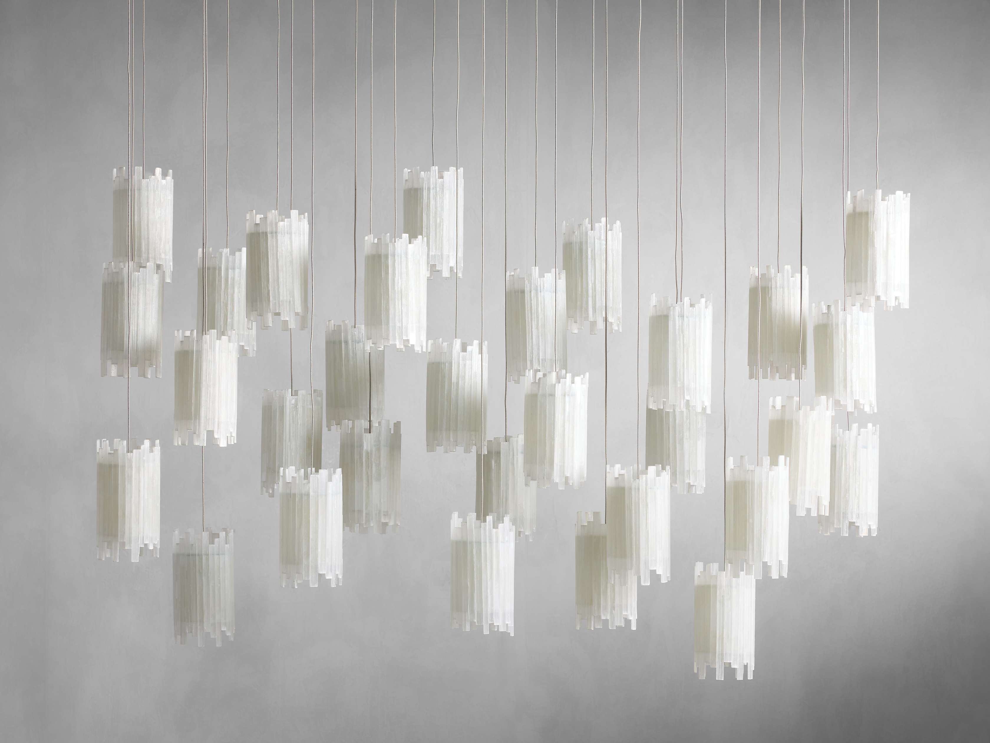 Gianna Rectangular Selenite Stone Chandelier 15 LIGHT 20 LIGHT by Bling Lighting Studio