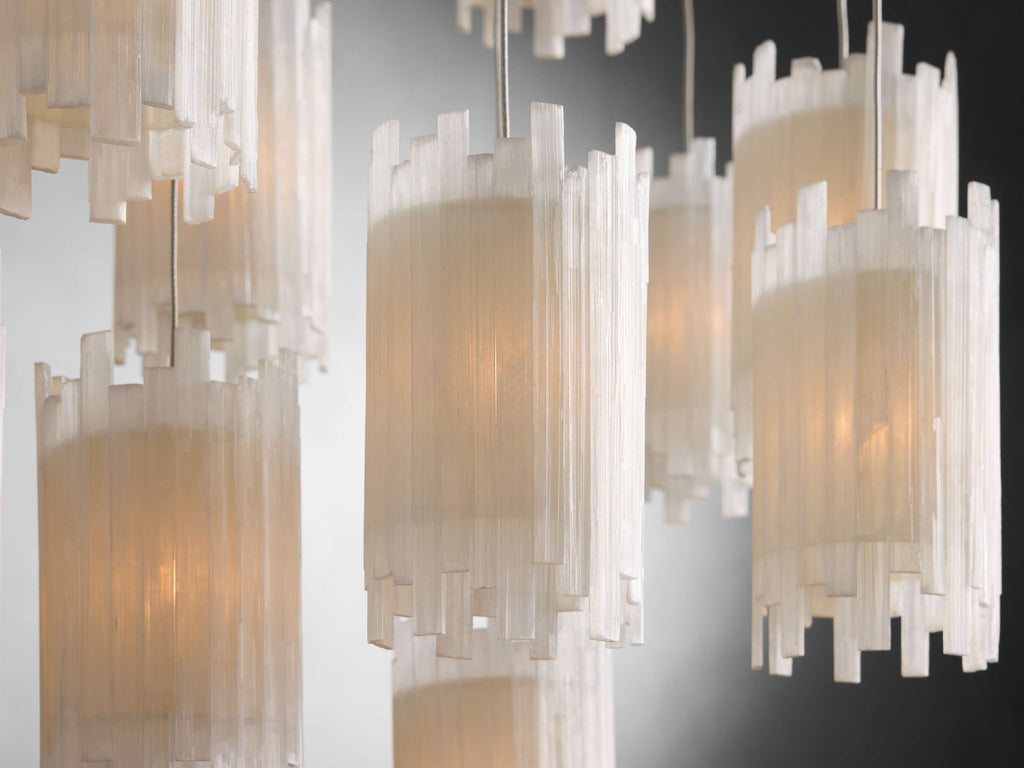 Gianna Rectangular Selenite Stone Chandelier 15 LIGHT 20 LIGHT by Bling Lighting Studio