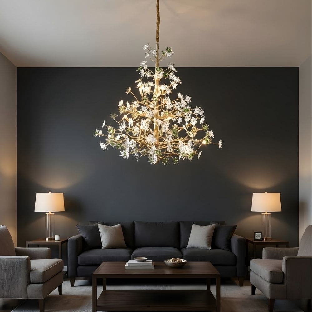 Gilded Branch Floral Brass Crystal Chandelier by Bling Lighting Studio